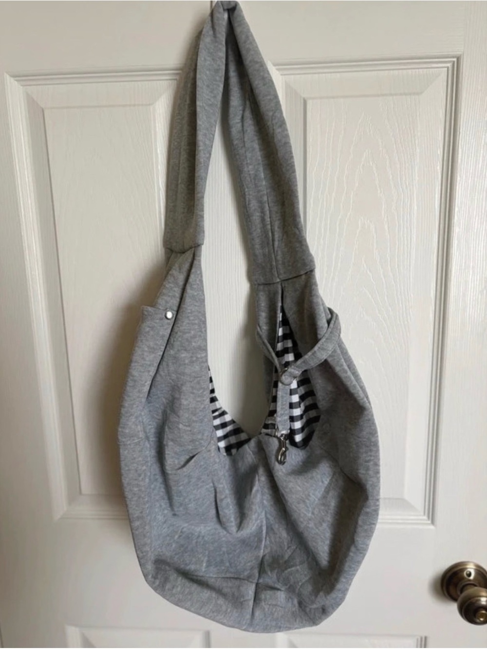 Pet Carrier Sling Bag Reversible Small – Gray / Gingham (Up to 12 lbs)